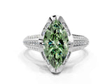 White gold Fancy Green Marquise  Solitaire Pave Split Shank Ring with Four-Prong Setting_105