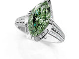 White gold Fancy Green Marquise  Solitaire Pave Split Shank Ring with Four-Prong Setting_106