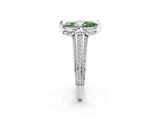 White gold Fancy Green Marquise  Solitaire Pave Split Shank Ring with Four-Prong Setting_107