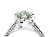 White gold Fancy Green Marquise  Solitaire Pave Split Shank Ring with Four-Prong Setting_109
