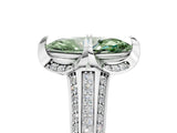 White gold Fancy Green Marquise  Solitaire Pave Split Shank Ring with Four-Prong Setting_110
