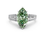 White gold Fancy Green Marquise  Solitaire Split Shank Pavé Diamond Engagement Ring_320