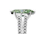White gold Fancy Green Marquise  Solitaire Split Shank Pavé Diamond Engagement Ring_321