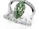 White gold Fancy Green Marquise  Solitaire Split Shank Pave Diamond Ring_85