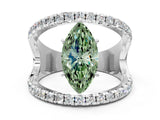 White gold Fancy Green Marquise  Solitaire Split Shank Pave Diamond Ring_89