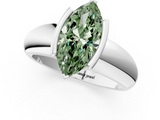 White gold Fancy Green Marquise  Solitaire Tension Set Diamond Ring with Wide Band_21