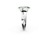 White gold Fancy Green Marquise  Solitaire Tension Set Diamond Ring with Wide Band_22