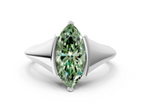 White gold Fancy Green Marquise  Solitaire Tension Set Diamond Ring_20