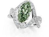 White gold Fancy Green Marquise  Solitaire Twist Band Pavé Diamond Engagement Ring_69