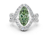 White gold Fancy Green Marquise  Solitaire Twist Band Pavé Diamond Engagement Ring_73