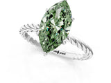 White gold Fancy Green Marquise  Solitaire Twist Band Ring with Four-Prong Setting_14