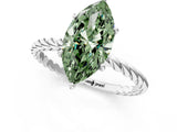 White gold Fancy Green Marquise  Solitaire Twist Band Ring with Four-Prong Setting_141
