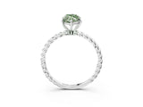 White gold Fancy Green Marquise  Solitaire Twist Band Ring with Four-Prong Setting_143
