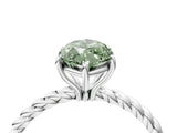 White gold Fancy Green Marquise  Solitaire Twist Band Ring with Four-Prong Setting_144