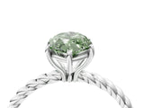 White gold Fancy Green Marquise  Solitaire Twist Band Ring with Four-Prong Setting_19