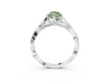 White gold Fancy Green Marquise  Solitaire Twist Band Six-Prong Setting 3