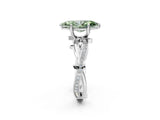 White gold Fancy Green Marquise  Solitaire Twist Band with Pavé Accents and Four-Prong Setting_52