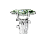 White gold Fancy Green Marquise  Solitaire Twist Band with Pavé Accents and Four-Prong Setting_55