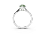 White gold Fancy Green Marquise  Solitaire Twist Band with Pavé Diamonds and Four-Prong Setting_84