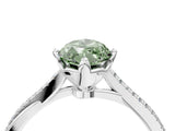 White gold Fancy Green Marquise  Solitaire Twist Band with Pavé Diamonds and Four-Prong Setting_85