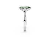 White gold Fancy Green Marquise  Solitaire Twist Band with Pavé Diamonds and Four-Prong Setting_87