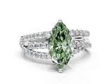 White gold Fancy Green Marquise  Solitaire Twist Band with Pavé Setting and Four-Prong Setting_111