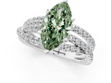 White gold Fancy Green Marquise  Solitaire Twist Band with Pavé Setting and Four-Prong Setting_112