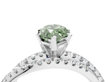 White gold Fancy Green Marquise  Solitaire Twist Band with Pavé Setting and Four-Prong Setting_115