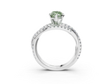 White gold Fancy Green Marquise  Solitaire Twist Band with Pavé Setting and Four-Prong Setting_119