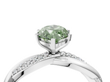 White gold Fancy Green Marquise  Solitaire Twist Band with Pave Prong Setting_62