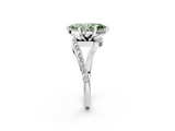 White gold Fancy Green Marquise  Solitaire Twist Band with Pave Set Diamonds and Four-Prong Setting_132