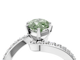 White gold Fancy Green Marquise  Solitaire Twist Band with Pave Set Diamonds and Four-Prong Setting_135