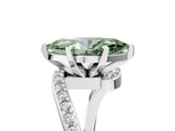 White gold Fancy Green Marquise  Solitaire Twist Band with Pave Set Diamonds and Four-Prong Setting_136