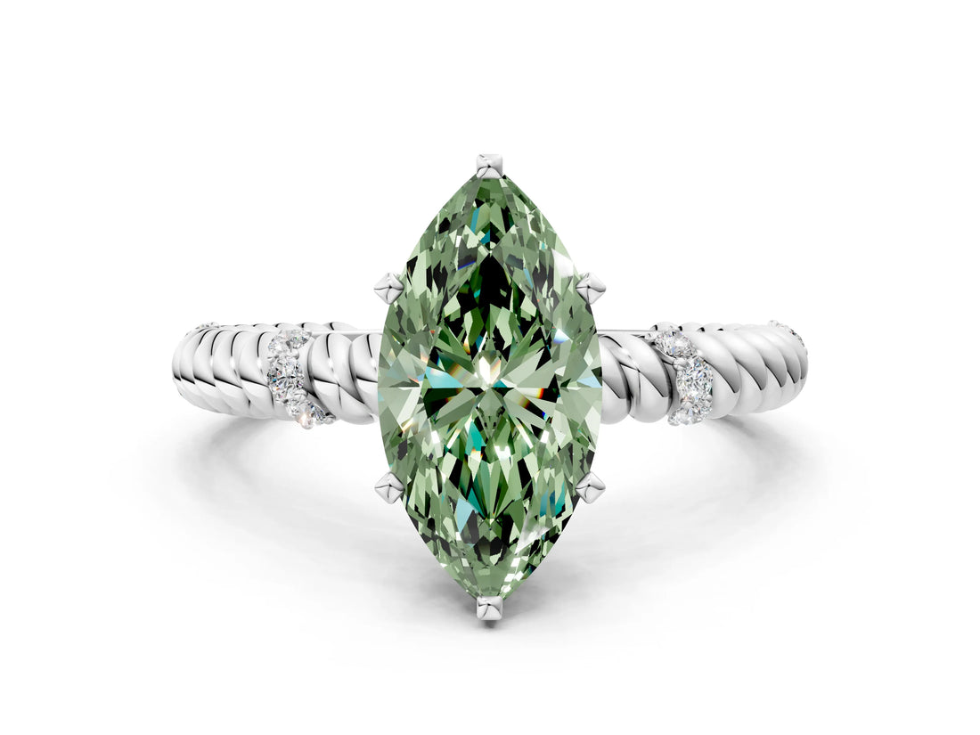White gold Fancy Green Marquise  Solitaire Twisted Band Prong Set Engagement Ring_60