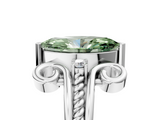 White gold Fancy Green Marquise  Solitaire Twisted Band Scroll Prong Ring_8