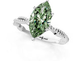 White gold Fancy Green Marquise  Solitaire Twisted Band with Bead Prong Setting_326