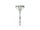 White gold Fancy Green Marquise  Solitaire Twisted Band with Bead Prong Setting_329