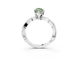 White gold Fancy Green Marquise  Solitaire Twisted Band with Bead Prong Setting_335