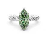 White gold Fancy Green Marquise  Solitaire Twisted Band with Pavé Accents and Four-Prong Setting_20