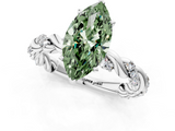 White gold Fancy Green Marquise  Solitaire Twisted Band with Pavé Accents and Four-Prong Setting_21