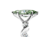 White gold Fancy Green Marquise  Solitaire Twisted Band with Prong Setting