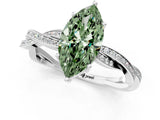 White gold Fancy Green Marquise  Solitaire Twisted Pave Diamond Ring with Four-Prong Setting_13