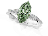 White gold Fancy Green Marquise  Solitaire Twisted Pave Diamond Ring with Four-Prong Setting_177
