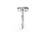White gold Fancy Green Marquise  Solitaire Twisted Pave Diamond Ring with Four-Prong Setting_182