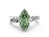 White gold Fancy Green Marquise  Solitaire Vine Band with Milgrain Prong Setting_3