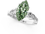 White gold Fancy Green Marquise  Solitaire Vine Band with Milgrain Prong Setting_4