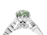 White gold Fancy Green Marquise  Solitaire Vine Band with Milgrain Prong Setting_7