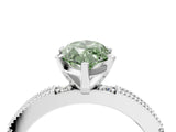 White gold Fancy Green Marquise  Solitaire with Pavé Band and Four-Prong Setting_356