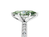 White gold Fancy Green Marquise  Solitaire with Pavé Band and Four-Prong Setting_370