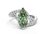 White gold Fancy Green Marquise  Solitaire with Pavé Twist Band and Four-Prong Setting_88